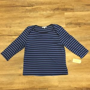 Blue Stripe 3/4 Sleeve Top